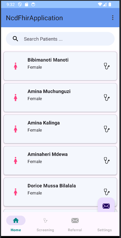 NCD FHIR App Main Screen